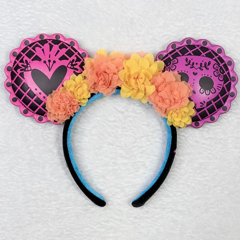 Disney Parks‎ Minnie Mouse Dia de los Muertos Sugar Skull Floral Headband Ears